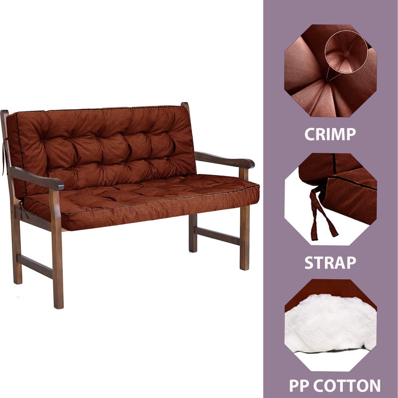Swing Cushions 3 Seater Replacement, Waterproof Porch Swing Cushions, Thicken 5" Bench Cushions for Outdoor Furniture With Backrest , Patio Garden Loveseat Sofa Pads（Coffee，71in）