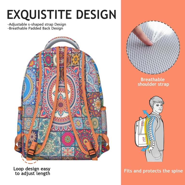 Artisanal Tribal Print Boho Chic Bookbag - Heavy Duty 17  display picture 2