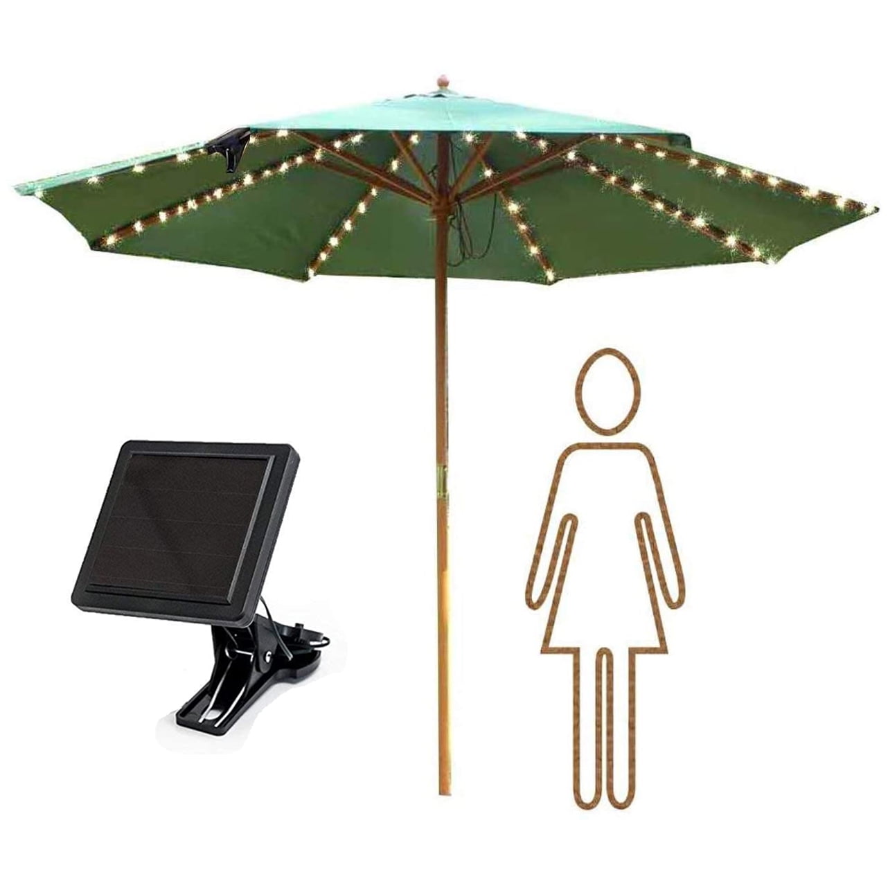 Patio Umbrella Lights Solar Powered Outdoor Multi Mode 72 LED String