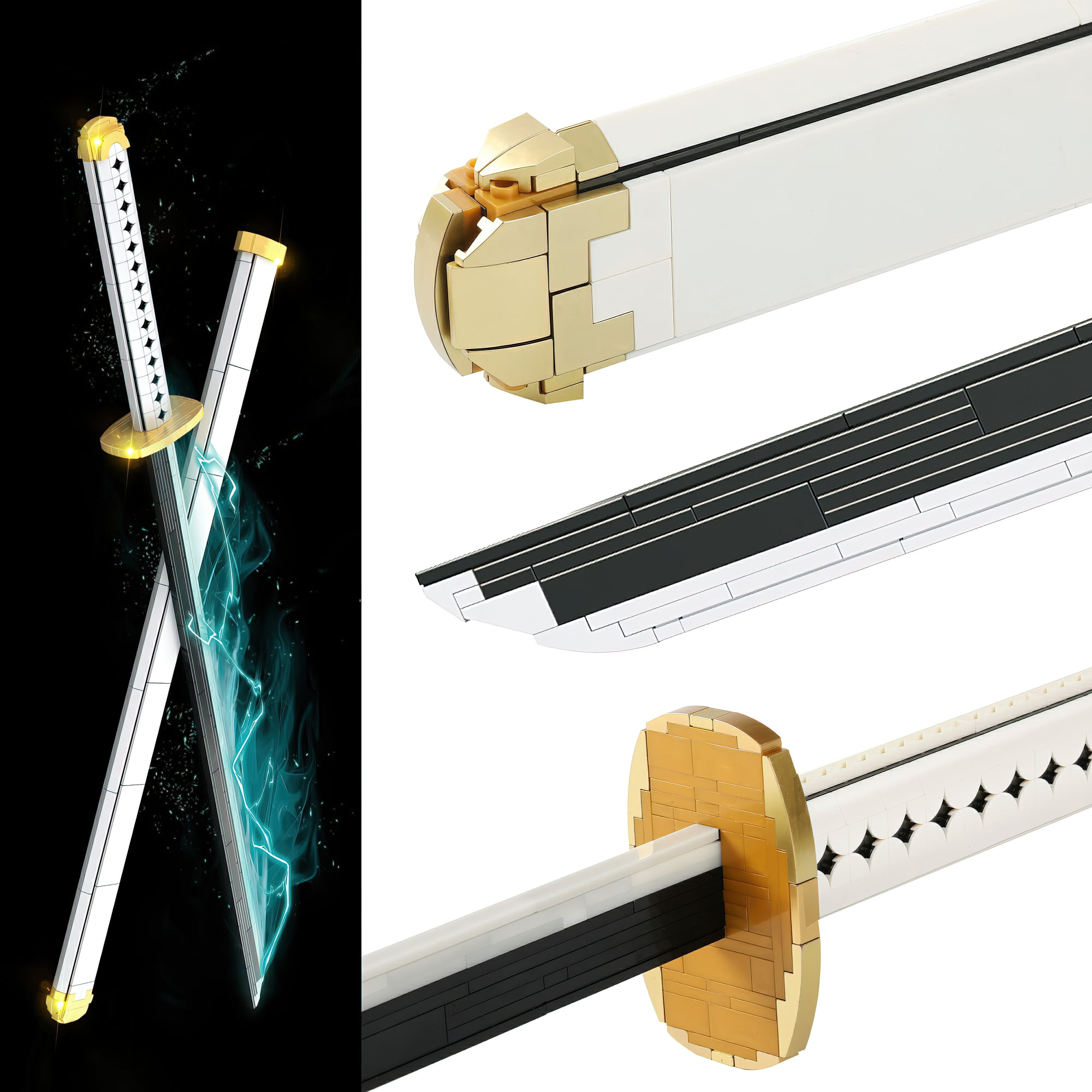 FDEYES 1319 Pieces Whitebeard Sword Building Block Toys, 122.4 cm Cosplay  Anime Swords Assembly Toy, Handmade Katana Samurai Knife Model for Fans