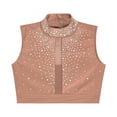 thumbnail image 4 of Aislor Kids Girls Sleeveless Shiny Rhinestone Lyrical Jazz Modern Ballet Dance Crop Tank Tops Shirt Dancewear Dusty Pink 6, 4 of 7