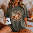 thumbnail image 2 of Just a Girl Who Loves Fall Shirt, Sunflower Pumpkin Coffee Football Graphic Tee, Comfort Colors Autumn Unisex T-Shirt - Moss, L, 2 of 4