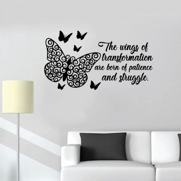 Butterfly Wings Quote Butterflies Silhouette Wall Sticker Art Decal for Girls Boys Kids Room Bedroom Nursery Kindergarten House Fun Home Decor Stickers Wall Art Vinyl Decoration Size (12x20 inch)