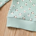 thumbnail image 4 of Toddler Baby Girls Knit Long Sleeve T Shirt Ribbed Sweatshirt Top Floral Pants Tracksuit Clothes, 4 of 7