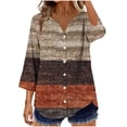 thumbnail image 3 of Danhjin Print Button Down Shirts for Women 3/4 Sleeve Loose Fashion Shirts Casual Going out Fall Summer Spring Tops, 3 of 7