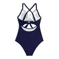 thumbnail image 4 of UTSJKR Womens One Piece Swimsuits Tummy Control Thong Monokini Cutout High Waisted Bathing Suit Criss Cross Tie Back Swimsuit Navy 10, 4 of 7