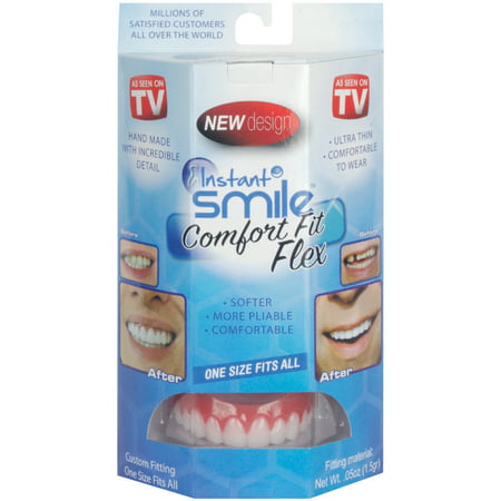Instant Smile Comfort Fit Flex Teeth w Fitting Material & Case, White, One