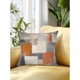 thumbnail image 2 of Outdoor Pillows Waterproof, Burnt Orange Grey Bedding Throw Pillows with Insert for Couch Sofa Bed, Modern Abstract Oil Painting 16x16 Inch Pillowcases Decorative Camping Patio Pillow Set of 1, 2 of 8