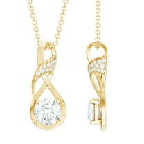 Rosec Jewels Lab Created Diamond Infinity Necklace with Chain - Knot Necklace - EF-VS Quality - Ready to Gift, 10K Yellow Gold