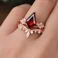 thumbnail image 4 of Kite Cut Red Garnet Ring Set in 14K Rose Gold Vermeil – Vintage Inspired Engagement Ring with Diamond Accents – January Birthstone Ring, 4 of 4
