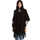 thumbnail image 5 of Suéter de punto bohemio para mujer, Poncho con capucha y botones de talla grande para otoño e invierno, chal de punto a cuadros, capa con borlas, 5 of 5