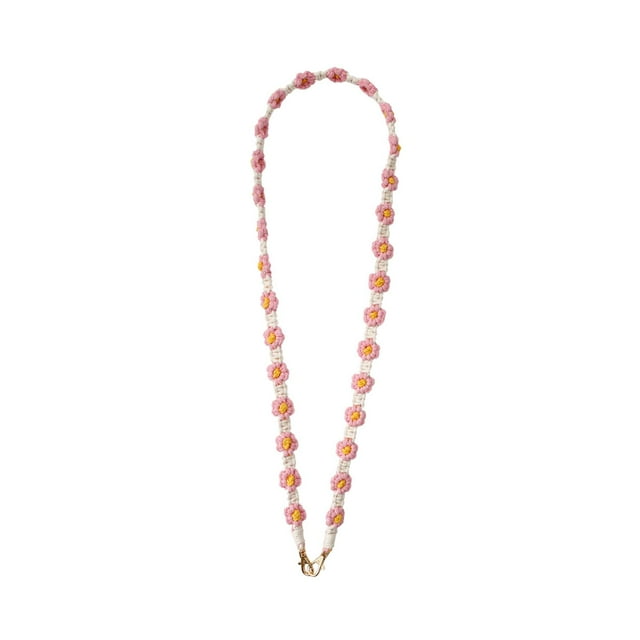 Correa trenzada para bolso, cordón para bolso, estilo boho floral tejido, hecha a mano, ideal para regalo. Rosa