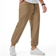 thumbnail image 4 of Puntoco Pantalones de pierna recta con cordón y bolsillo de color sólido para hombre, informales, con granos de maíz, engrosados, 4 of 8