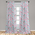 thumbnail image 5 of Ambesonne Cherry Blossom Curtains, Inspirational Garden, Pair of 28"x63", Pale Blue Redwood Pink, 5 of 5