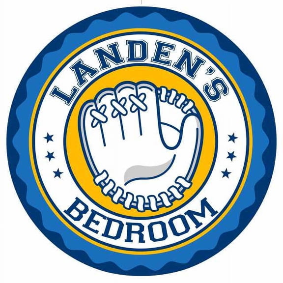 LANDEN'S Baseball Glove Bedroom 14" Round Metal Sign Boys Room 100140029202