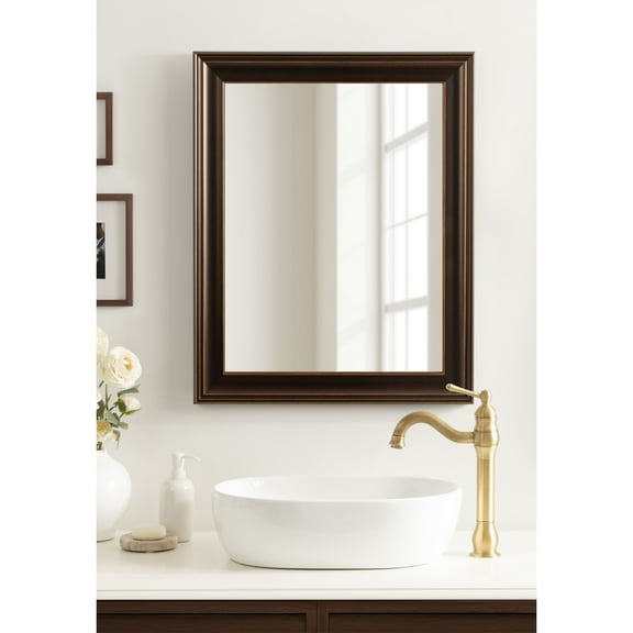 Kate and Laurel Galiano Traditional Framed Rectangle Bathroom Vanity Mirror, 23 x 29, Bronze, Classic Rectangular Bathroom Mirror for Over Sink or for Use as Entryway or Living Room Decor