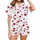 thumbnail image 3 of RKSTN Valentine's Day Gifts Women's Valentines Pajama Sets Plus Size Notch Collar Button Down Valentine Heart Print Short Sleeve T Shirt and Pjs Shorts 2PC Matching Set 2 Piece Summer Loungewear, 3 of 6