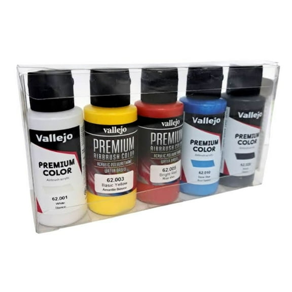 Vallejo Premium Airbrush Colors - 60 ml, Set of 5, Basic Opaque Colors