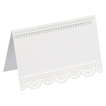 50Pcs Wedding Place Cards, Laser Cut Lace Flower Table Place Cards for Table Setting Wedding Reception Buffet, White