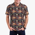 thumbnail image 2 of Balery Skulls and Flowers Printed Men’s Short Sleeve Polo Shirt, Midweight Men's Shirt,Golf Polo shirts -Small, 2 of 8