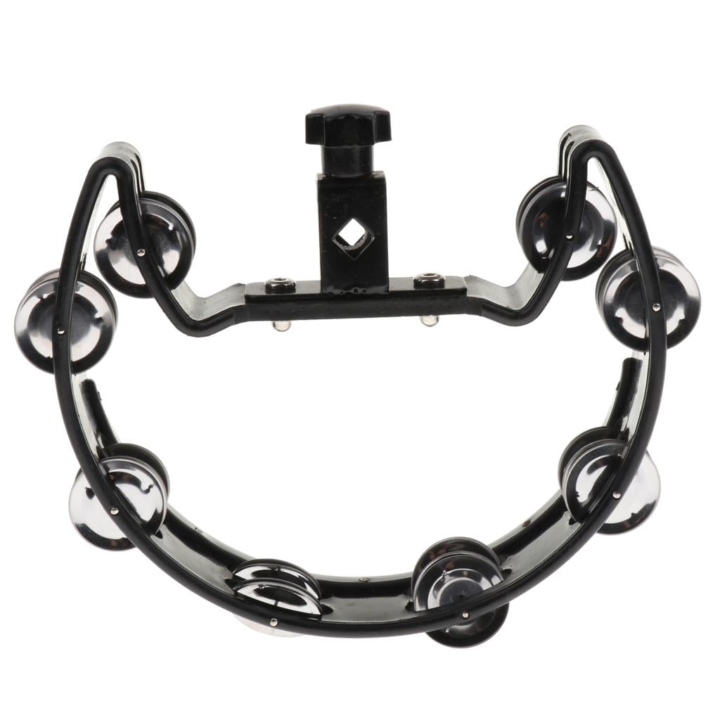 LeeQinersw Drum Accompaniment Accessory 4 Pairs of Stainless Steel Jingles Rattle Black