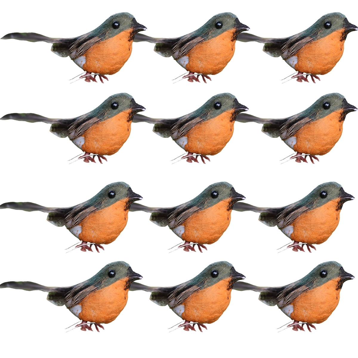 Visland Artificial Birds,12PCS Realistic Robin Birds Artificial Foam