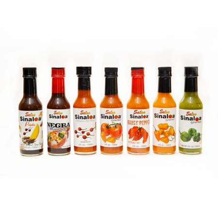 Salsa Sinaloa: Prieta  Chiltepina  Green Habanero  Marisque  Gourmet  Habanera  Ghost // 7 bottles // Each 5oz