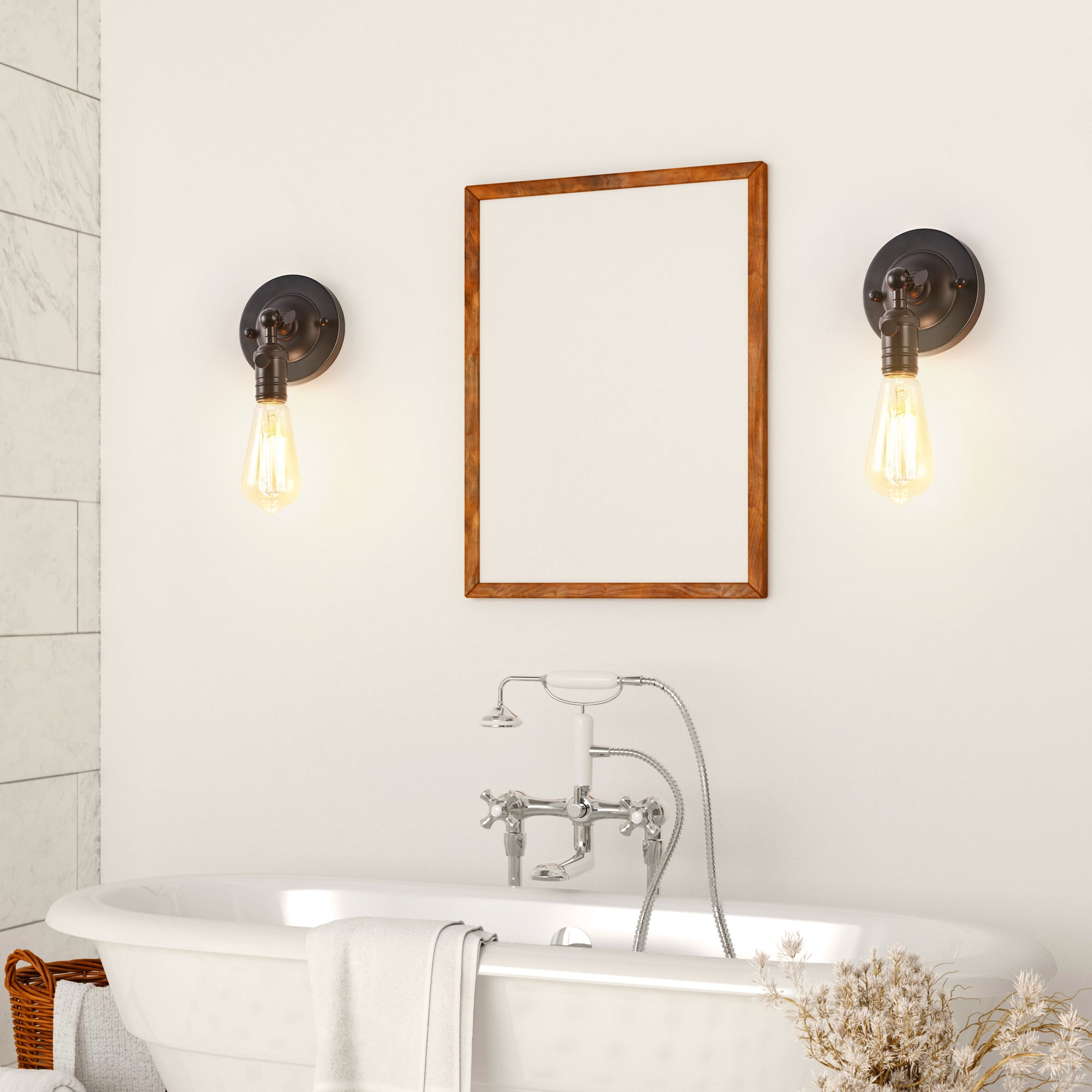Set Of 4 Small Adjustable Industrial Wall Sconces For Bedroom, Hallway, Bathroom Wall, Black