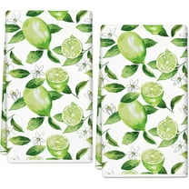 Lemon Kitchen Towel Watercolor Green Lime Dish Towels 18 x 26 Inch Hand Drying Tea Towel for Cooking Baking Cleaning, 2Pcs