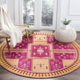 thumbnail image 2 of SAFAVIEH Classic Vintage Seanna Geometric Bordered Cotton Area Rug, Fuchsia/Gold, 4' x 6', 2 of 9