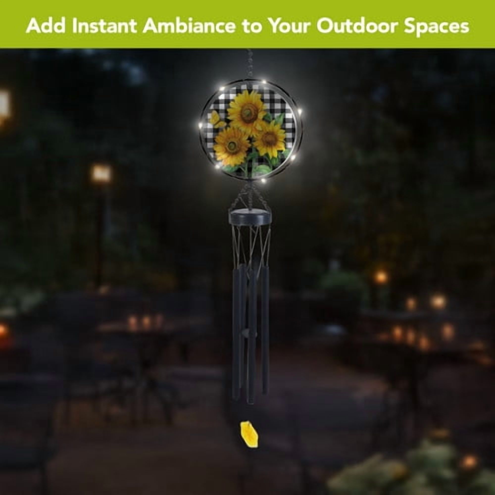 Briarwood Lane Checkered Sunflowers Illuminated Wind Chime
