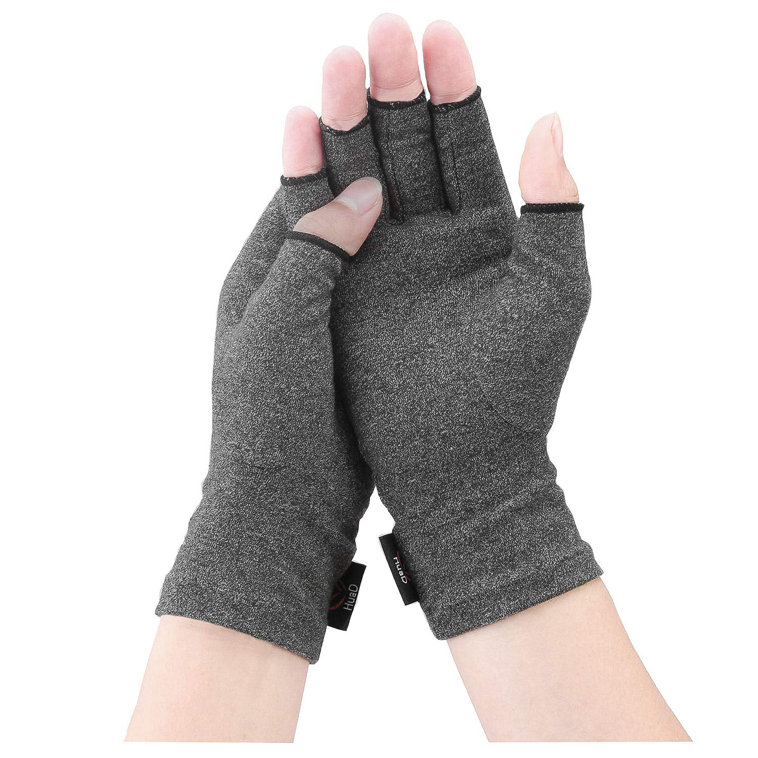 2 Pairs Open-Fingertip Arthritis Gloves - Fingerless Compression For Hand Pain Relief