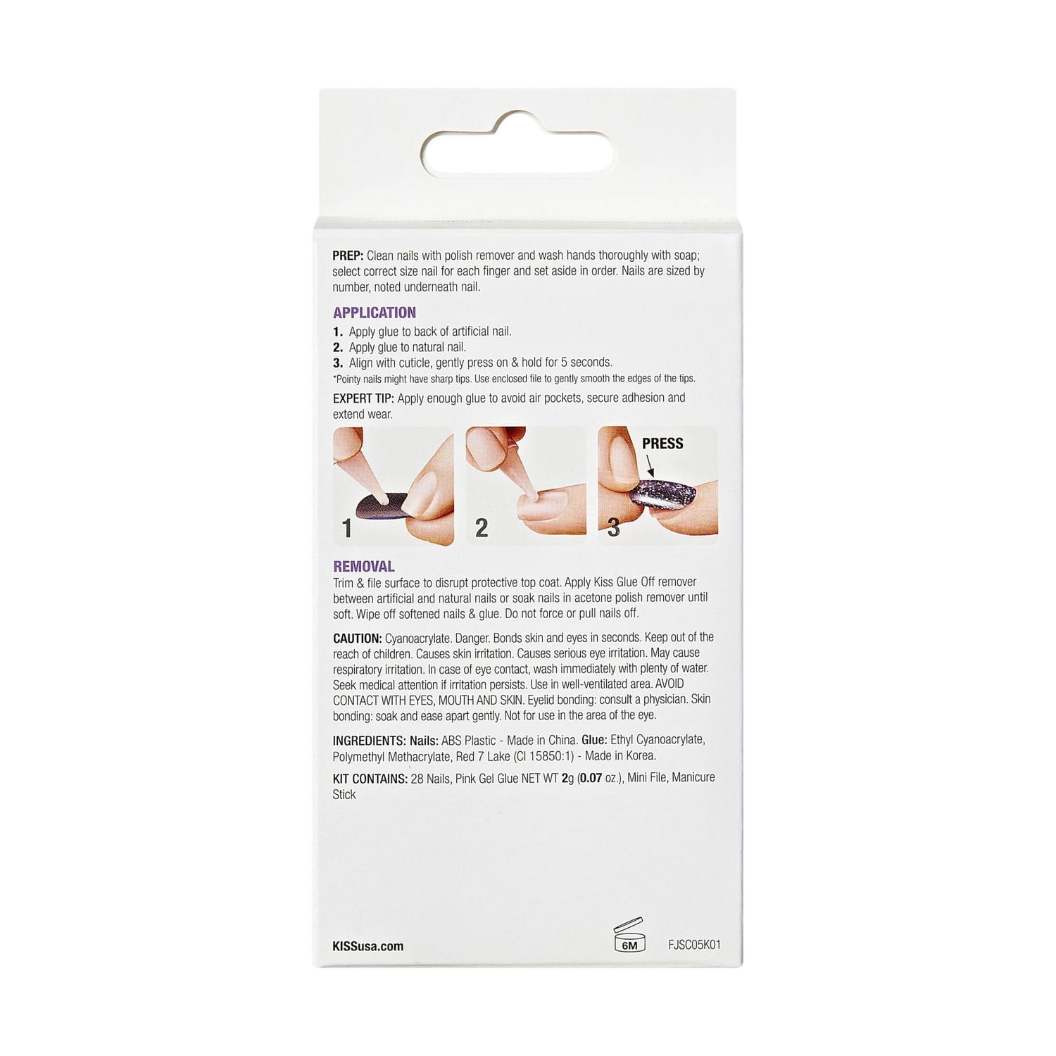 KISS Gel Fantasy - 28 faux ongles, longs Ongles gel.