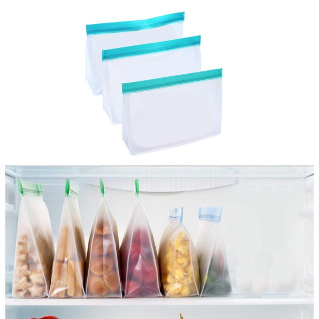 3 Paquetes de bolsas reutilizables del congelador-bolsas de almacenamiento reutilizables, bolsa de sello de bloqueo a prueba de para el almuerzo S perfecl bolsas reutilizables para congelador