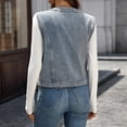 thumbnail image 6 of QATAINLAV Women's Denim Vest Summer Sleeveless Button Down Jean Vests Solid Color Waistcoat Jacket with Pockets Streetwear Light Blue M, 6 of 10