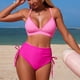 thumbnail image 4 of Traje de baño de 2 piezas para mujer, trajes de baño para mujer, bikini de moda de color liso con tirantes de flores, conjunto de dos piezas con abertura, traje de baño de nailon para mujer, 4 of 7