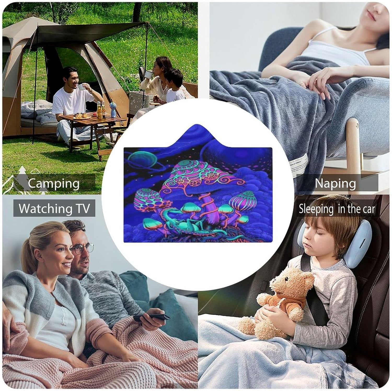 Mushroom Wearable Hooded Blanket for Adult, Mushroom Gifts for Women Men Hippie Poncho Wearable Blanket Hoodies