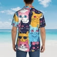 thumbnail image 4 of Gukieu Colorful Cats Pattern Art Print Men's Short-sleeved Shirts, Button-down Lapel Hawaiian Shirts, T-shirts, Beach Vacation Summer Casual Wear,3X-Large, 4 of 7