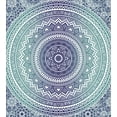 thumbnail image 3 of Navy and Teal Duvet Cover Set, Ombre Mandala Old Art Effects Bohemian Pattern Illustration, Decorative 2 Piece Bedding Set with 1 Pillow Shams, Twin Size, Dark Blue White, by Ambesonne, 3 of 3