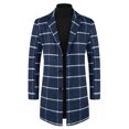 thumbnail image 5 of INSPIRE CHIC Plaid Trench Coat for Men's Color Block Single Breasted Winter Checked Overcoat, 5 of 5