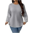 thumbnail image 1 of Timegard Hauts Grande Taille pour Femmes Manches Longues Col Rond Blouse Tunique Décontractée d'Automne Hauts Couleur Unie, 1 of 8