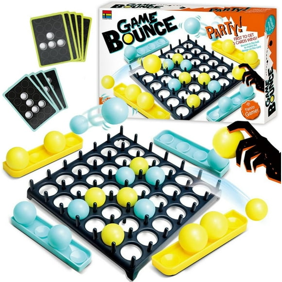 Bounce Ball Game Connect Ball Board Games Table Game Toys,with 9 Cards with Different Patterns,16 Balls and 1 Game Grid,The Perfect Toy for Kids