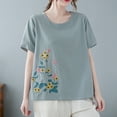 thumbnail image 2 of Camisas de Manga Corta para las Mujeres Blusas de Cuello Redondo con Botones Casuales, Camisa de Verano de Moda para Diarios Y Fiestas, 2 of 6