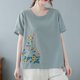 thumbnail image 2 of Camisas de Manga Corta para las Mujeres Blusas de Cuello Redondo con Botones Casuales, Camisa de Verano de Moda para Diarios Y Fiestas, 2 of 6