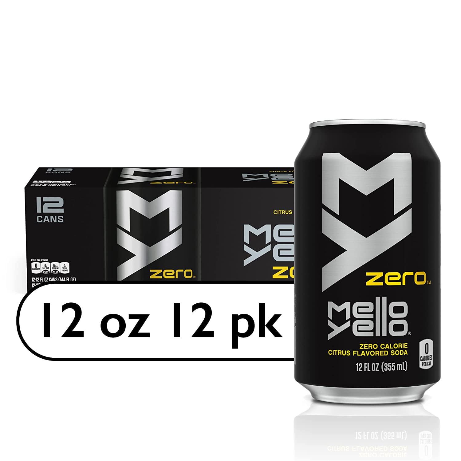 xdgpetuu Mellow Yellow Zero, Citrus Diet Drink, 12oz 18-Pack
