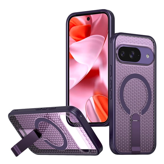 Magnetic Case for Google Pixel 10 /10 Pro Upgraded Stand Cover, Heat Dissipation Design, Magnetic Support Wireless Charging, Military Grade Drop Protection for Google Pixel 10 /10 Pro Case, Purple