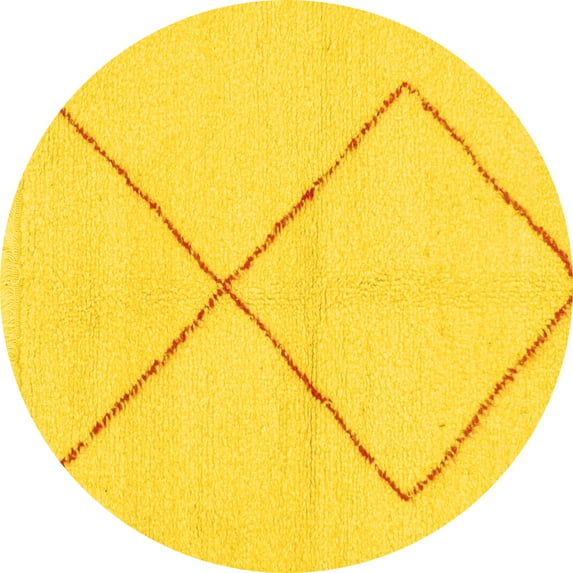 Ahgly Company Indoor Round Solid Yellow Modern Area Rugs, 3' Round