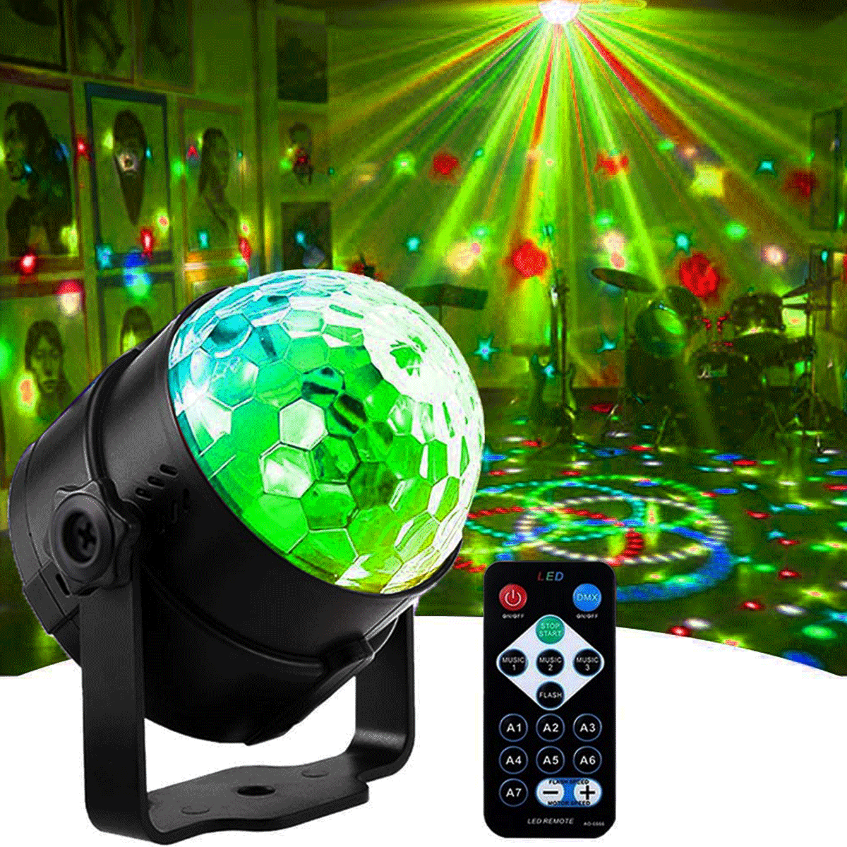 Buy HQZY Mini Dj Disco Party Party Remote Control Sound Activated Stage  Lights Led 9colors Effect Projector Equipment For Stage Lighting, Christmas  Gifts Ktv Bar Birthday Online at Lowest Price in Uganda.