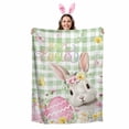thumbnail image 2 of Throw Blanket Fleece Throw Blanket 40x50in, Easter Watercolor Floral Bunny Soft Lightweight Bed Blankets Spring Flower Egg Green Lattice Fuzzy Couch Blankets for All Season, 2 of 9