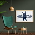 thumbnail image 2 of Rock and Roll Wall Art with Frame, Rock Star Pattern with a Raised Hand Doing the Sign, Printed Fabric Poster for Bathroom Living Room, 35" x 23", Dark Violet Blue White, by Ambesonne, 2 of 2